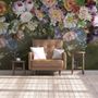 Vintage Colorful Vine Flowers Wallpaper Mural