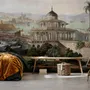 Old City Landscape with Castle Historical Wallpaper Mural