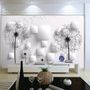 Monochrome Dandelion Floral Wallpaper Mural