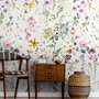 Papier peint panoramique fleurs sauvages aquarelle
