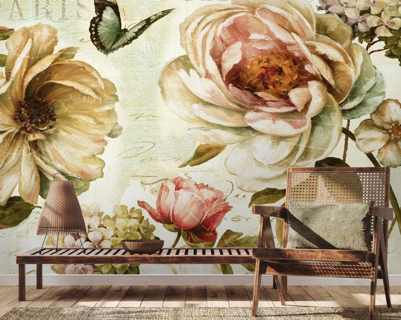 Vintage Hydrangea Wallpaper Mural