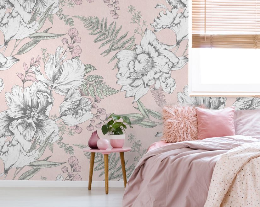 Drawing Floral Bouquet Art Wallpaper Mural