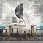 Geometric Pattern with Floral Wallpaper Mural
