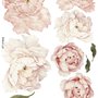 Bouquets floraux de pivoines roses avec feuilles vertes Stickers muraux