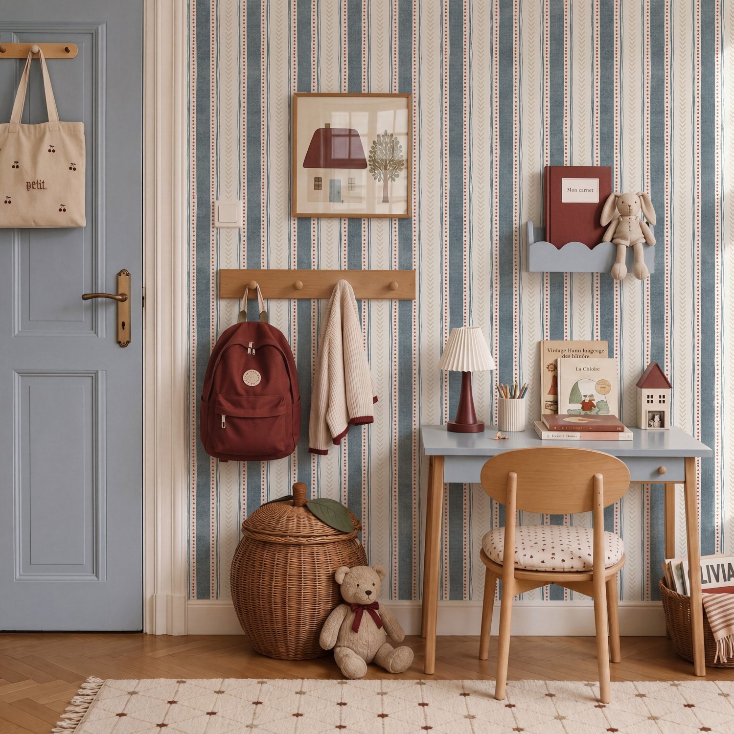Playful Nursery Stripe Lines Wallpaper Mural - Peel and Stick
