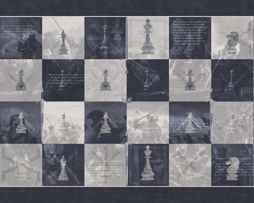 Monochrome Medieval Chessboard Historical Wallpaper Mural