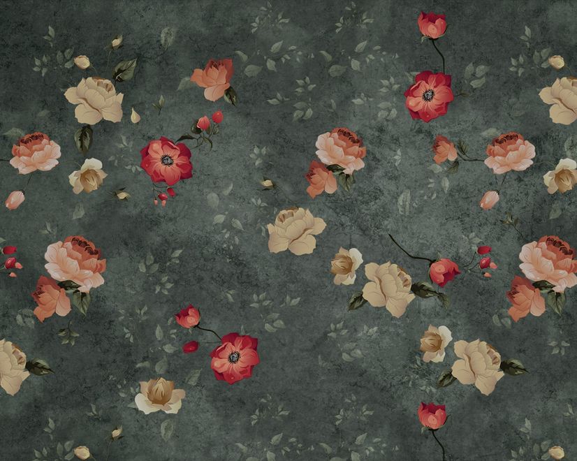 Tiny Poppy Flowers Wallpaper Mural