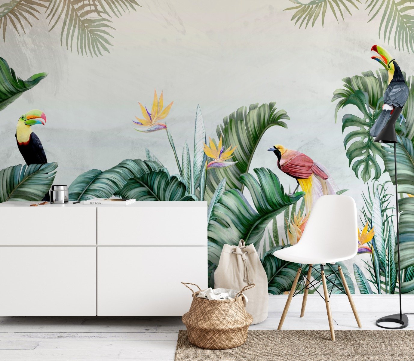 Toucans and Tropical Rainforest Wallpaper Mural - Peel and Stick