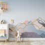 Colorful Mountain with Pink Sun Wallpaper Mural