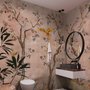 Papier peint panoramique aquarelle Chinoiserie arbres fruitiers