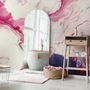 Papier peint panoramique rose bleu style marbre