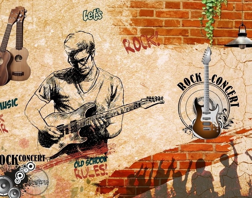 Fototapete Rockmusik Gitarrenjunge
