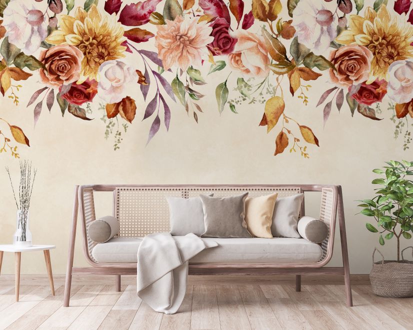 Vintage Pink Floral Wallpaper Mural