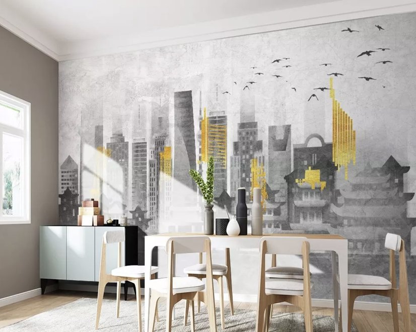 City Landscape Yellow City Light Wallpaper Mural