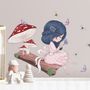 Cute Little Girl in the Forest with Colorful Butterfly Wall Decal Sticker