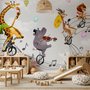 Cartoon Animal with Music Note Wallpaper Mural
