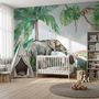 Kids Tropical Forest with Cute Safari Animals Wallpaper Mural