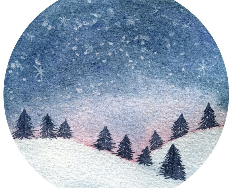 Snowy Forest Circle Landscape Wall Decal Sticker