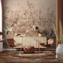 Chinese Peony Flowers and Bamboo Landscape with Crane Birds