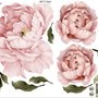 Stickers muraux pivoines roses feuilles vertes