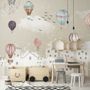 Kids Nursery Cartoon Winter and Little Hot Air Balloon Wallpaper Mural