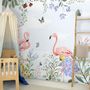 Flamingo with Colorful Floral Wallpaper Mural
