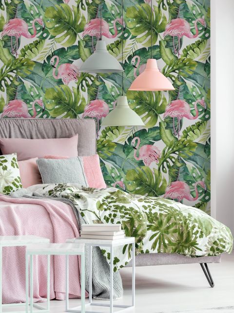 Flamingo Tropical Pattern Walllpaper Wallpaper Mural