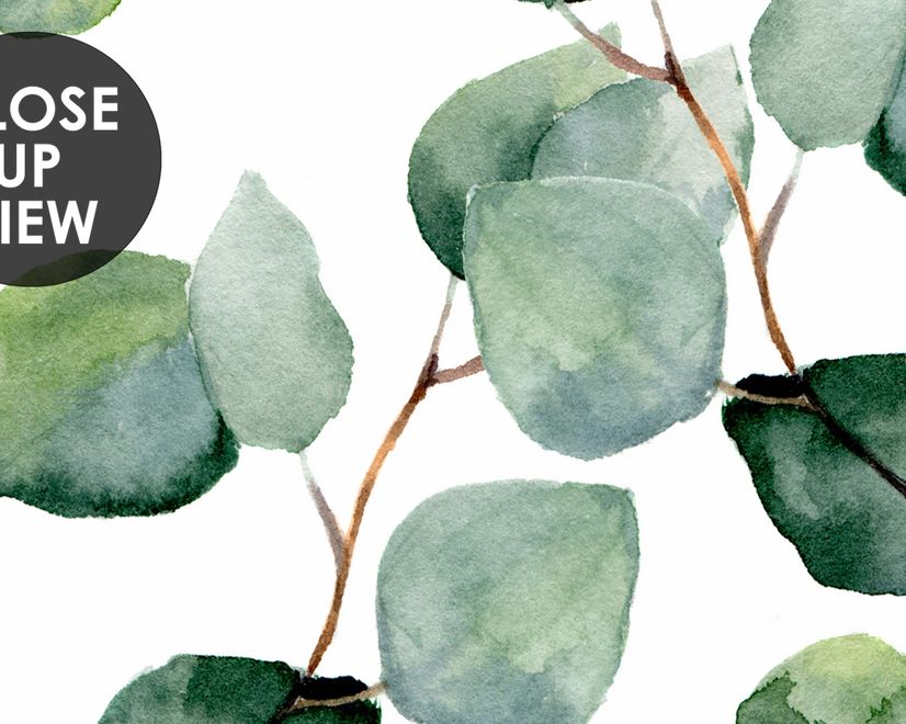 Watercolor Eucalyptus Leaf Pattern Wallpaper Mural