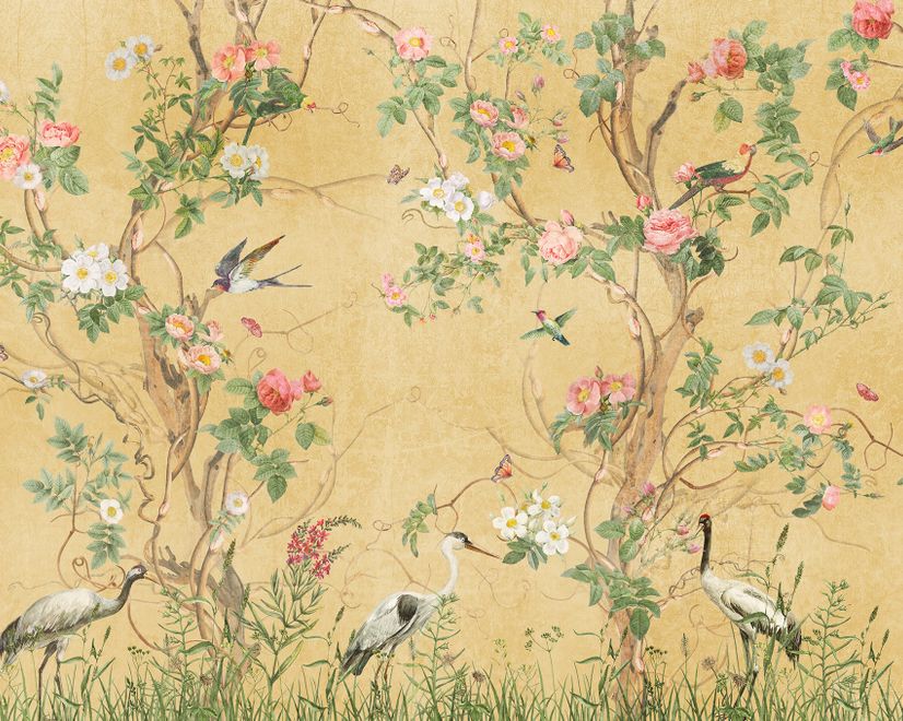 Chinoiserie Peony Tree Wallpaper Mural