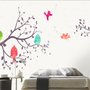 Papier peint panoramique arbre cartoon oiseaux colorés chantants enfants