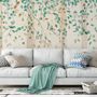 Watercolor Style Forest with Green Brown Little Leaves Wallpaper Mural