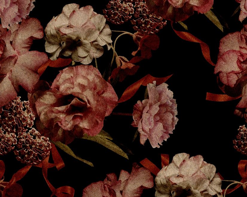 Dark Vintage Floral Wallpaper Mural
