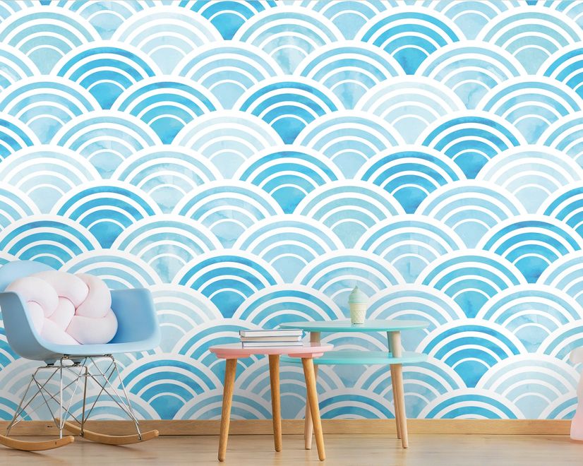 Seashell Pattern Wallpaper Mural for Nursery and Kids Room