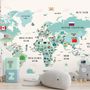 Kids Colorful World Map with Flags Map Wallpaper Mural