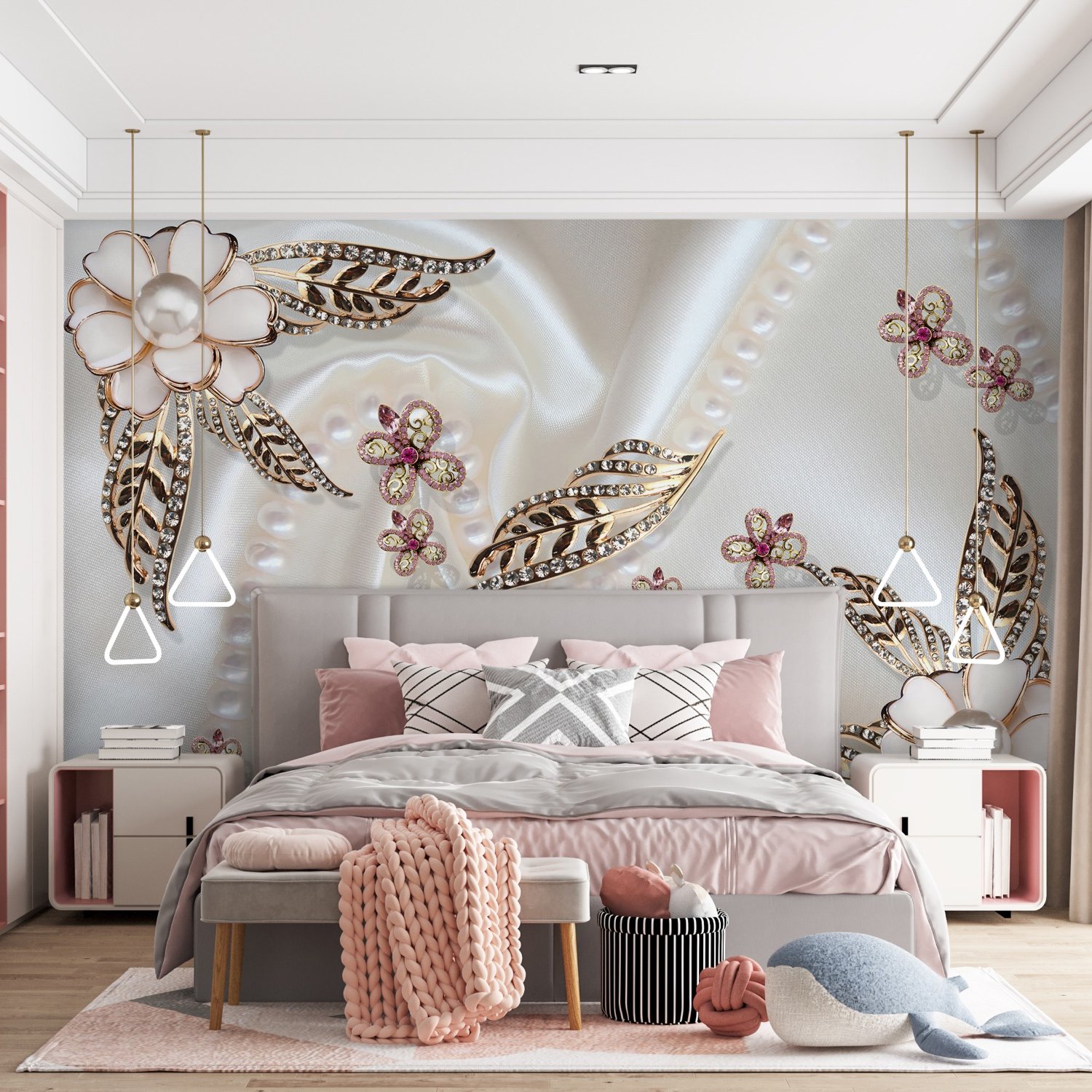 Pearl Flower Wallpaper Mural - Peel and Stick