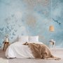 Papier peint abstrait avec papillon sur fond bleu