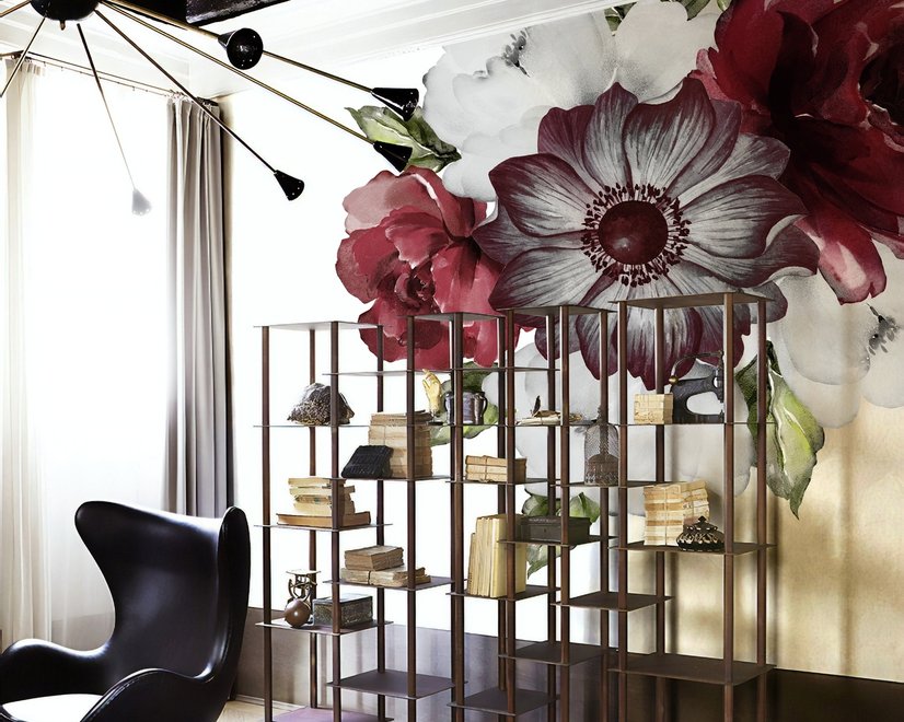 Watercolor Red Rose and Anemone Floral Bouqets Wall Decal Sticker