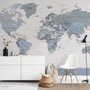 Papier peint panoramique de la carte du monde en blanc et violet