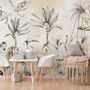 Papier peint panoramique animaux de la jungle avec bananiers et plantes tropicales pour enfants
