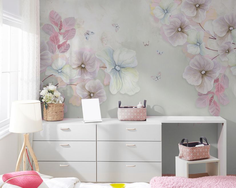 Watercolor Soft Flower Wallpaper Mural