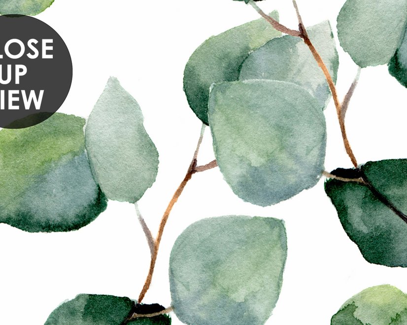 Watercolor Eucalyptus Leaf Pattern Wallpaper Mural