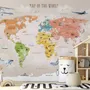 Colorful Kids World Map Wallpaper Mural