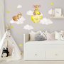 Kids Watercolor Mouse on the Yellow Moon with Little Stars Wall Decal Sticker