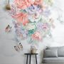 Boho Floral Bouqet with Marble Pattern Wallpaper Mural