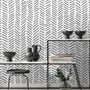Modern Herringbone Line Black and White  Wallpaper Mural