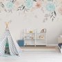 Vintage Soft Blue Vine Flowers Wallpaper Mural