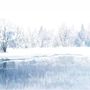 Watercolor Winter Landscape and Lake Wallpaper Mural