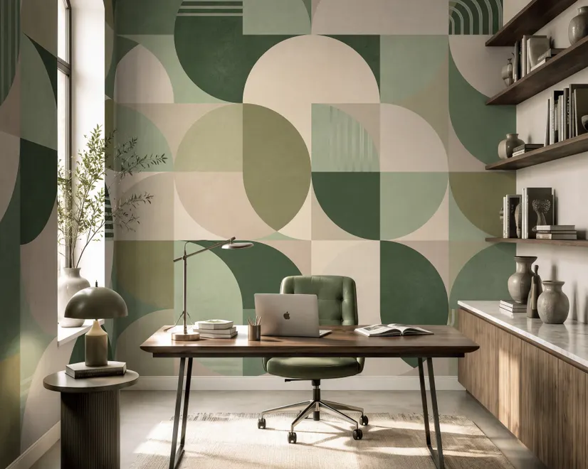 Retro Abstract Geometric Shapes Wallpaper Mural