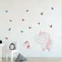 Kids Pink Ballerine Elephant and Bunny with Little Butterflies Wall Decal Sticker