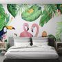 Flamingos with Toucan Bird Wallpaper Mural